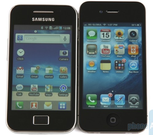 iphone on Samsung Galaxy Ace vs. iPhone 4