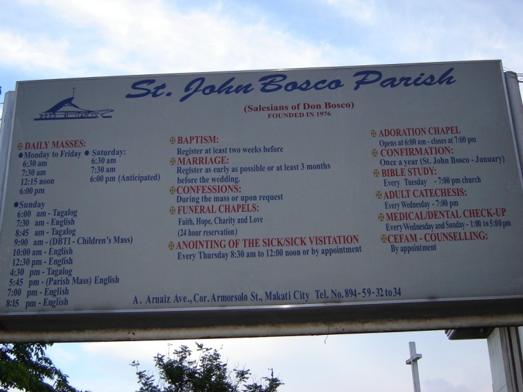 Don Bosco Schedule of Masses