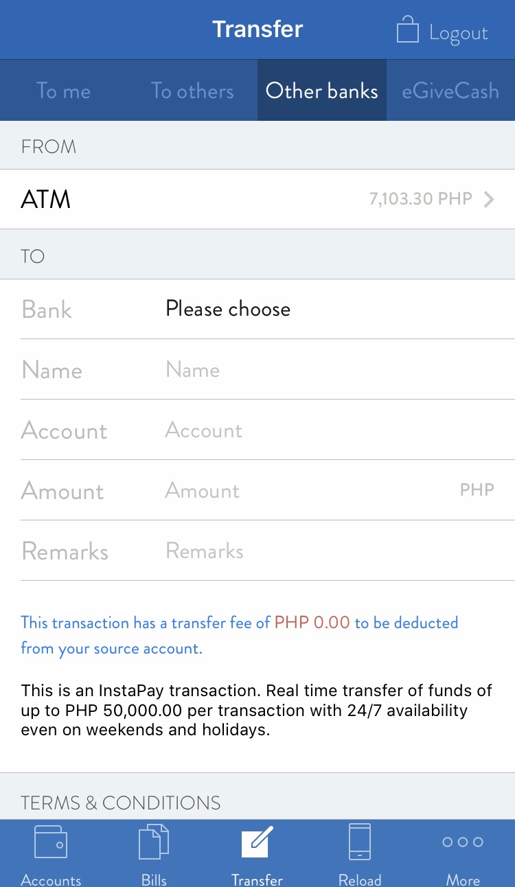 Security Bank transfer to other banks