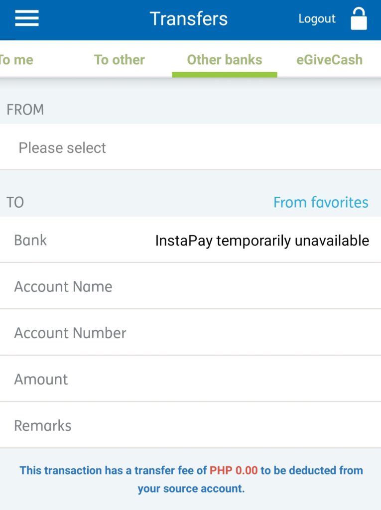 InstaPay temporarily unavailable